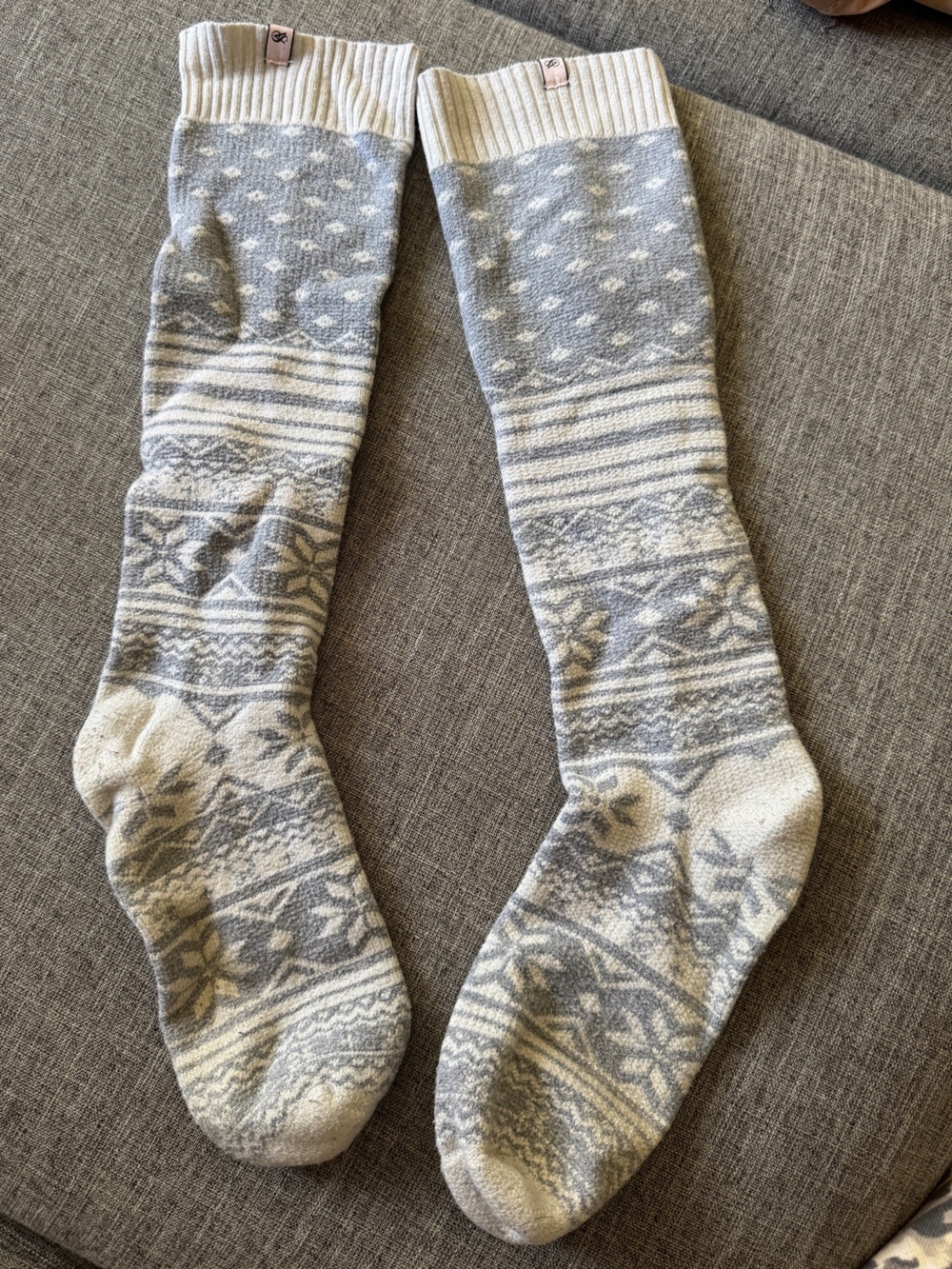 Victoria's Secret Grey & White Fair Isle Knee-High Socks